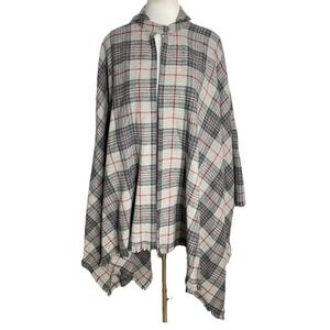 Vintage Brendella Wool Cape Wrap  Woven In Republic Of Ireland Plaid Gray OS‎